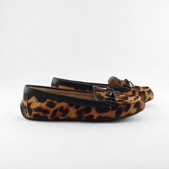Talbots Everson Tasseled Leopard Print Leather Driving Moccasins Sz 5 Animal Fla - Picture 8 of 14